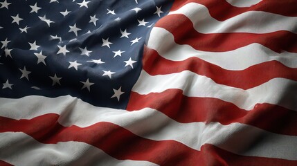 United States flag floating in perfectly still air, surrounded by faint concentric ripples of haze. Fabric folds ultra-detailed,