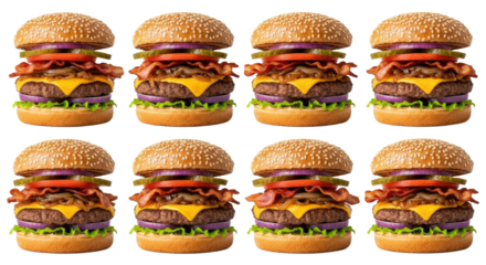 Delicious stacked burgers with fresh ingredients 1.