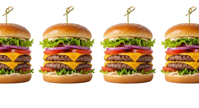 Delicious stacked burgers with fresh ingredients 4.