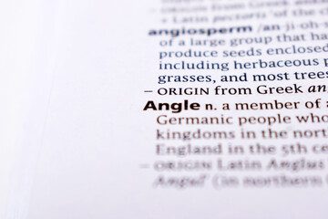 Fototapeta premium Close Up Of English Dictionary Page With Word - Angle