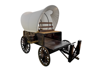 antique horse carriage for traveling and transporting goods isolated on white background