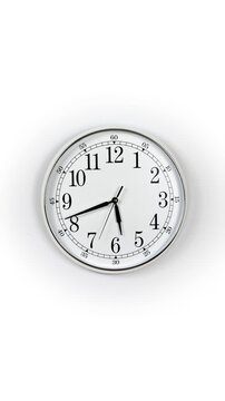 Round Wall Clock time lapse. Clock Counting Down 24 Hour Day Fast Speed. Clock with moving arrows. Clock time lapse UHD 4K. 12h loop. Black Frame, Red pointer second pointer. Time running fast