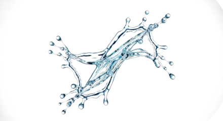 Blue water splash abstract dynamic water splash forming an x shape