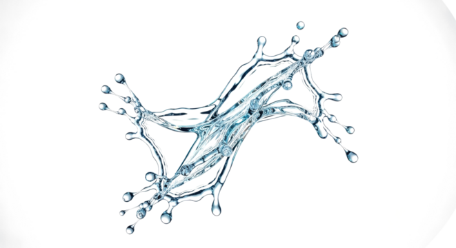 Blue water splash abstract dynamic water splash forming an x shape