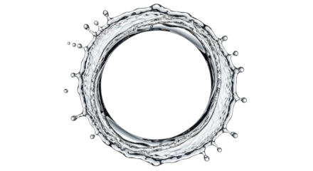 Blue water splash a perfect circle splash of water