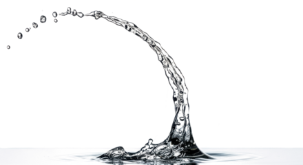 Blue water splash a dynamic water splash forming an arc