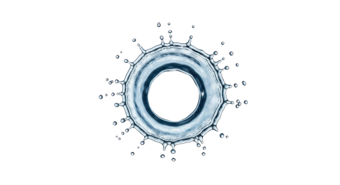 Blue water splash a circular water splash resembling a crown