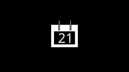 Modern calendar icon animation showing date number 21 on Clean and minimal design concept suitable for interface design, schedule reminder, date countdown, or digital clock display projects. - Powered by Adobe