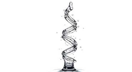 Blue water splash a twisting spiral of water splashing upwards