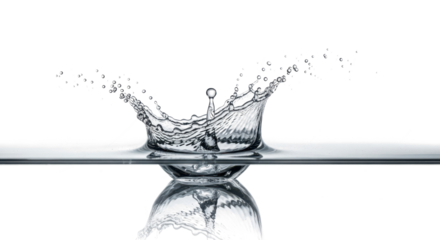 Blue water splash water splash with a single drop falling back into the surface