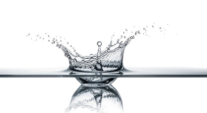 Blue water splash water splash with a single drop falling back into the surface