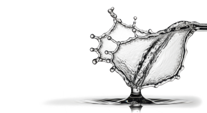 Blue water splash a complex, explosive water splash resembling a bird in flight