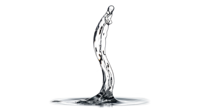 Blue water splash a single, elegant stream of water curving upwards like a dancer