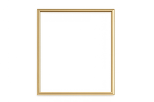 Golden empty rectangle frame with transparent background, providing a minimal template for images, artwork, or text