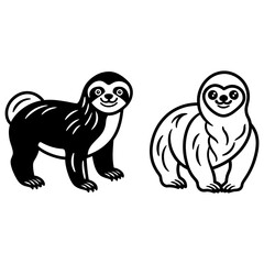Sloth Animal Black Silhouette Vector
