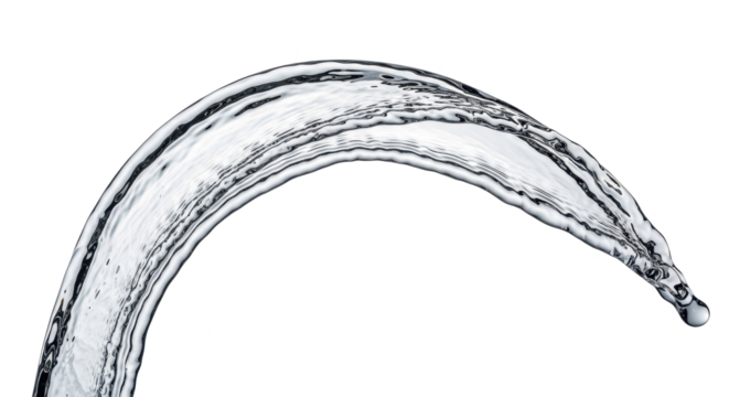 Blue water splash a graceful arc of splashing water