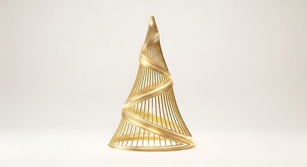 Elegant golden christmas tree sculpture, a modern and minimalist holiday decoration