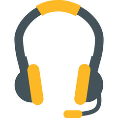 Headset with Microphone for Communication and Audio Playback in Gray and Yellow Colors