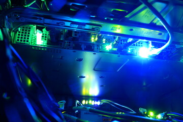 Illuminated Computer Hardware in Dark Room