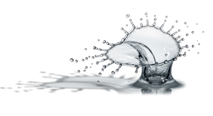 Blue water splash dynamic water splash forming a mushroom shape