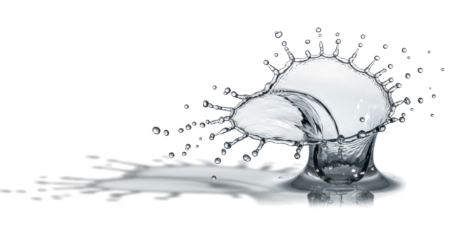 Blue water splash dynamic water splash forming a mushroom shape