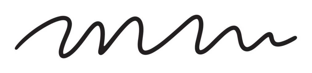 Fototapeta premium Abstract black scribble doodle isolated on a white background. Hand drawn wavy line element for creative design projects. Simple monochrome brush stroke or squiggle shape