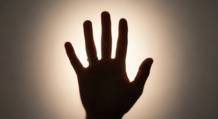 Hand Pressed Against Frosted Glass, Close-Up Minimalist Photo with Soft Lighting and Natural Skin Tones