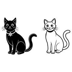 Black and White Cat Silhouette Vector