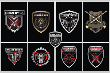 Set of firearms collection badge logo design vector image template