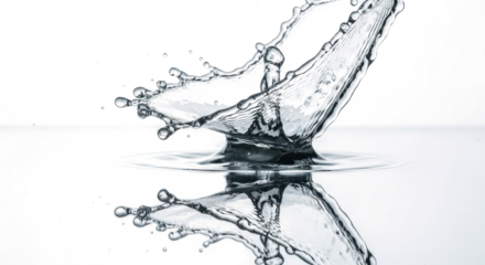 Blue water splash dynamic water splash frozen in time, creating an abstract shape with droplets and ripples