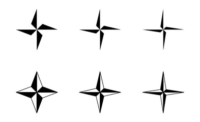 Compass Rose or Compass Star with Directions Mark Sign Symbol. Vector Image.