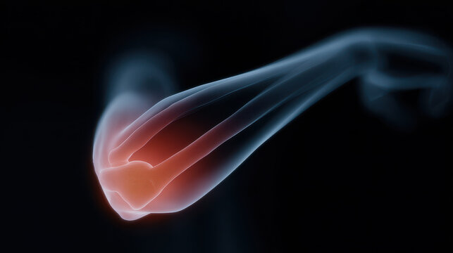 Elbow pain joint inflammation tendon injury arm anatomy medical concept calm focus