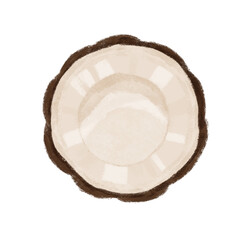Half Coconut Crayon Illustration with Transparent Background
