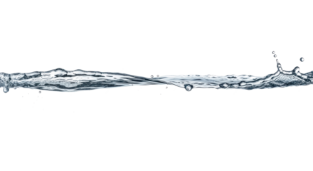 Blue water splash a horizontal line of clear water with a splash on the right