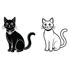 Black and White Cat Silhouette Vector