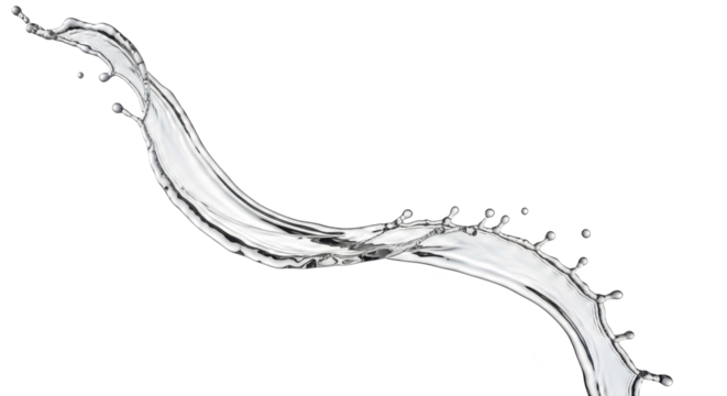 Blue water splash a dynamic splash of clear water curving upwards and to the right