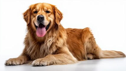 Golden retriever relaxing at home