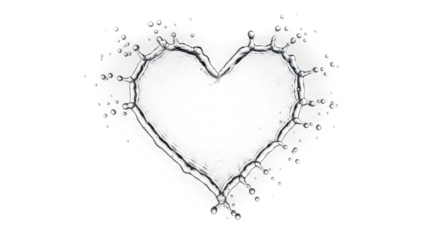 Blue water splash a heart shape formed by a water splash