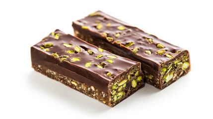 Obraz premium Chocolate bars isolated on white background. Dubai chocolate.
