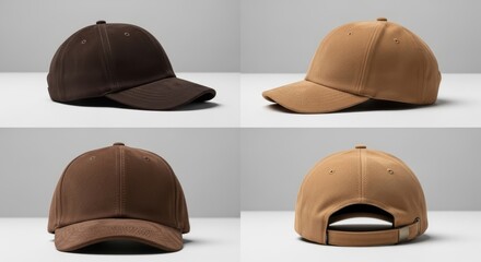 Suede Baseball Caps, Product Photography with Soft Lighting and Neutral Background