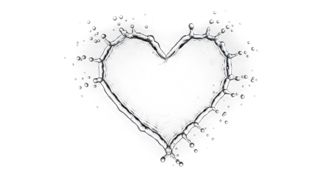 Blue water splash a heart shape formed by a water splash