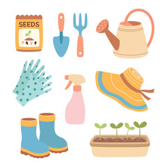 set of elements for planting seedlings