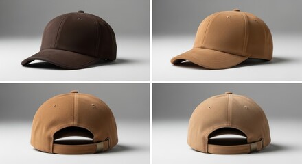 Suede Baseball Caps, Product Photography with Soft Lighting and Neutral Background
