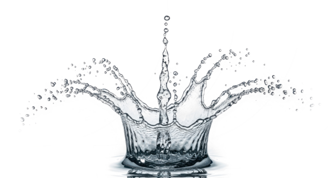 Blue water splash an intricate water splash forming a crownlike structure with droplets scattering