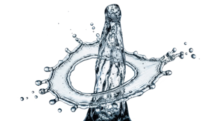 Blue water splash an abstract water splash forming a ring shape with a central column
