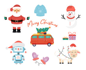Christmas collection set . Vector illustration