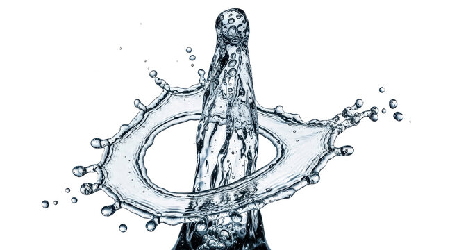 Blue water splash an abstract water splash forming a ring shape with a central column - Powered by Adobe