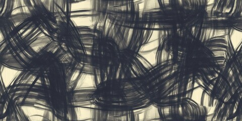 Fototapeta premium Abstract pattern with bold black brush strokes overlapping on neutral background, creating modern artistic texture. Minimal, stylish, contemporary visual.