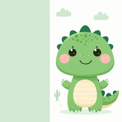 Cute green dinosaur cartoon illustration