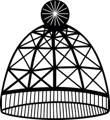 Outline icon of winter hat with pom-pom